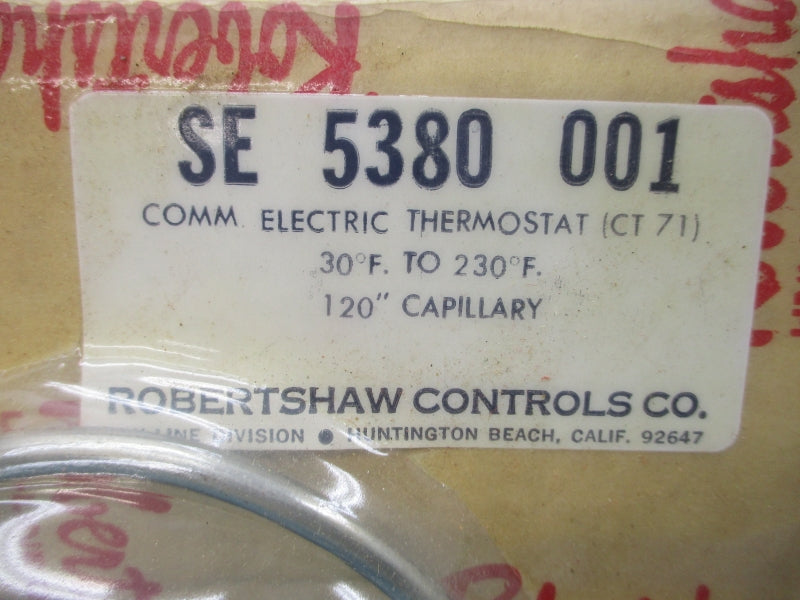 ROBERTSHAW CONTROLS SE5380001 30-230'F NSMP