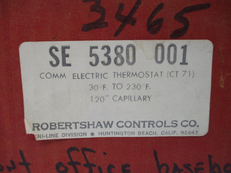 ROBERTSHAW CONTROLS SE5380001 30-230'F NSMP