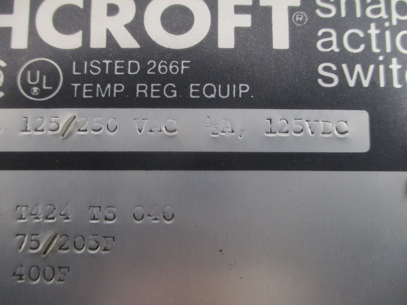 ASHCROFT T424TS040 125/250VAC 15A 75/205'F NSNP