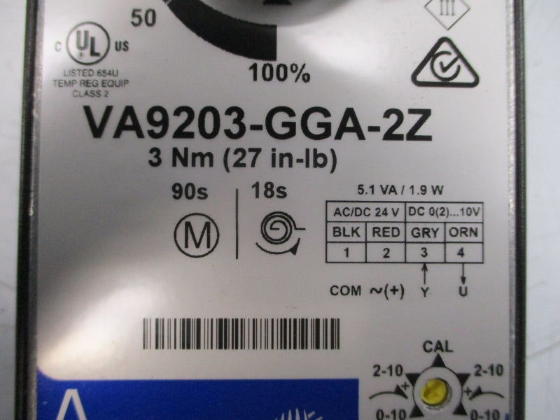 JOHNSON CONTROLS VA9203-GGA-2Z 24VAC/DC 18-90S NSMP