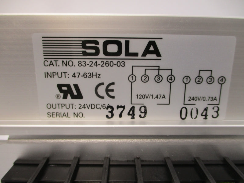 SOLA 83-24-260-03 083-00260-0300-24 120/240VAC 1.47/0.73A NSMP