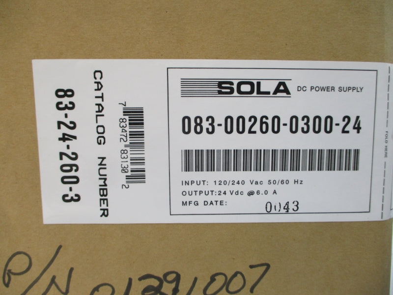 SOLA 83-24-260-03 083-00260-0300-24 120/240VAC 1.47/0.73A NSMP