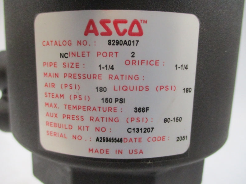 ASCO 8290A017 60-150PSI 1-1/4" NSNP