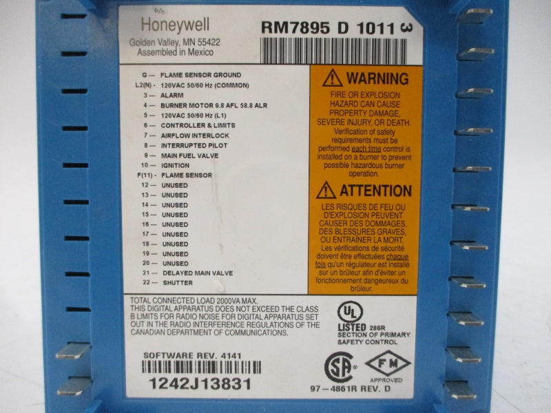 HONEYWELL RM7895D1011 120VAC REV. D UNMP