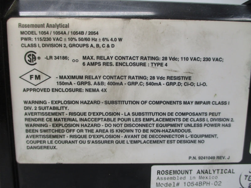 ROSEMOUNT 1054BPH-02 115/230VAC 6A UNMP