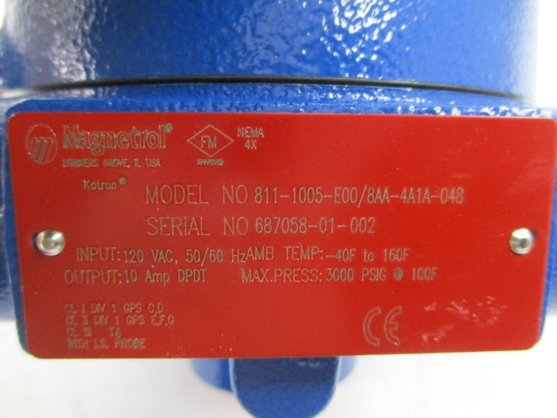 MAGNETROL 811-1005-E00/8AA-4A1A-048 120VAC 10A 3000PSI NSNP