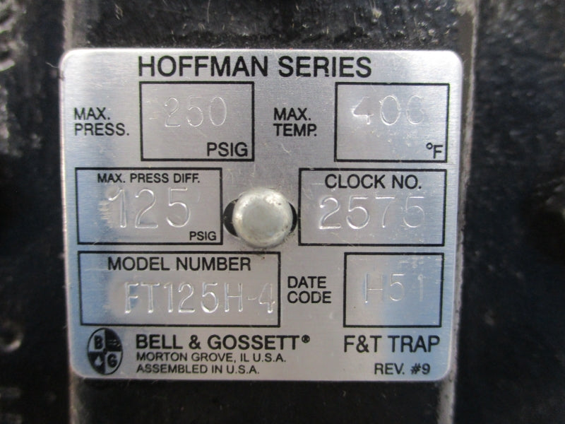 BELL & GOSSETT FT125H-4 405555 125/250PSI 40'F REV. 9 NSMP