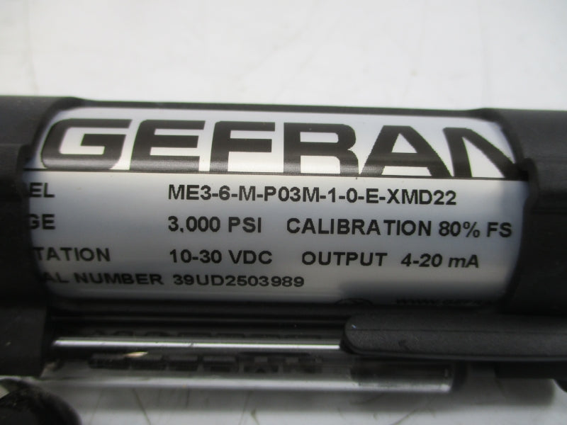 GEFRAN ME3-6-M-P03M-1-0-E-XMD22 10-30VDC 3.000PSI NSMP