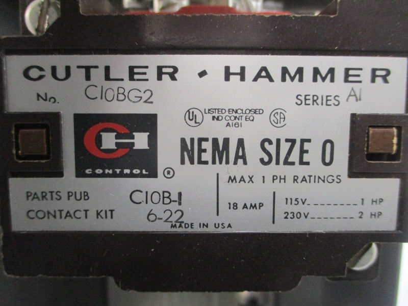 CUTLER HAMMER C10BG2 SER. A1 110/120V 18A UNMP