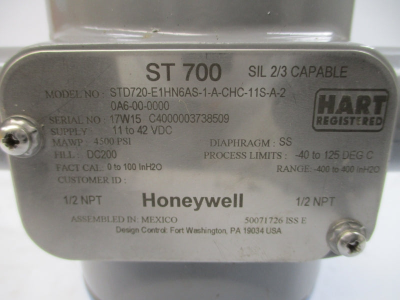 HONEYWELL STD720-E1HN6AS-1-A-CHC-11S-A-20A6-00-0000 11-42VDC 4500PSI NSMP