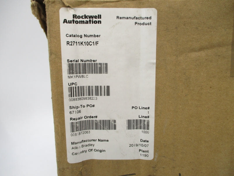 ALLEN BRADLEY 2711-K10C1 SER. F F/W 4.48 100-240VAC 0.4-0.25A REMAN