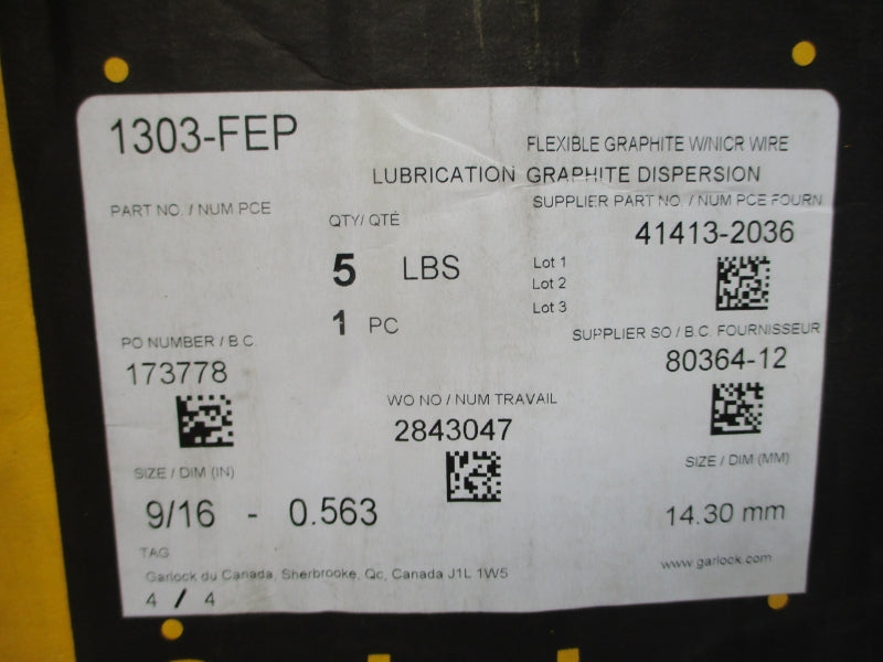 GARLOCK 1303-FEP 41413-2036 9/16-0.563" NSMP