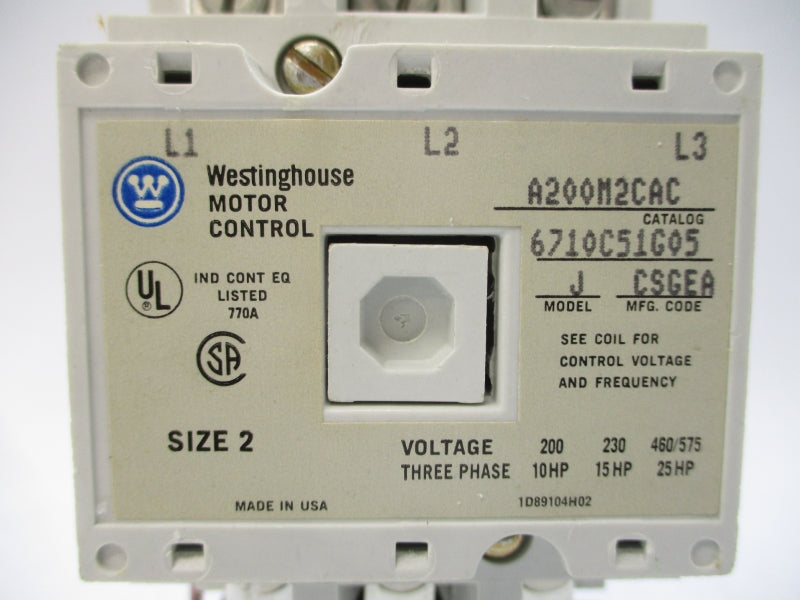 WESTINGHOUSE A200M2CAC 6710C51G05 110/120V 770A NSMP