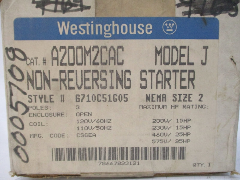 WESTINGHOUSE A200M2CAC 6710C51G05 110/120V 770A NSMP