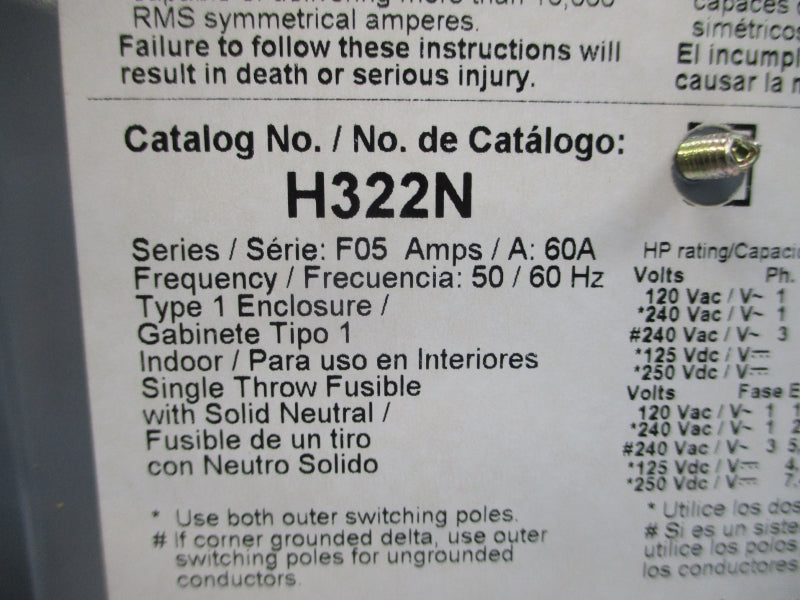 SQUARE D H322N SER. F05 240VAC 60A NSNP