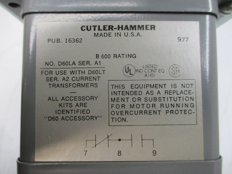 CUTLER HAMMER D60LA0 SER. A2 600V 0.5-4.5A 4-6S NSNP