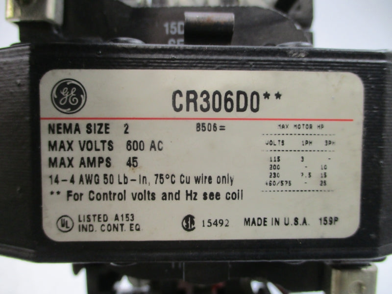 GENERAL ELECTRIC CR306D002 110/115-120V 45A UNMP