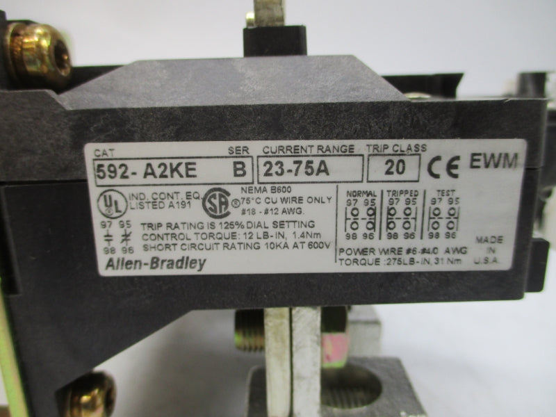 ALLEN BRADLEY 592-A2KE SER. B 23-75A (BR/WH) NSMP