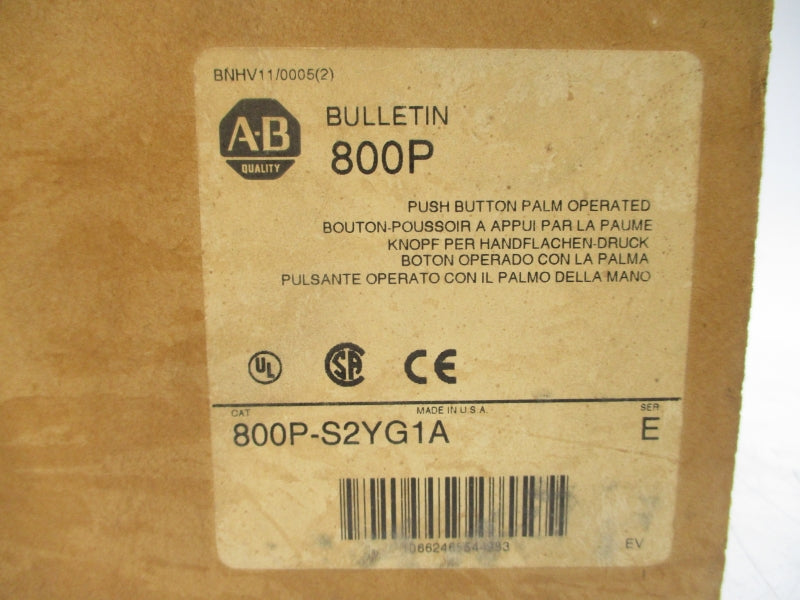 ALLEN BRADLEY 800P-S2YG1A SER. E 600V (BR/WH) NSMP