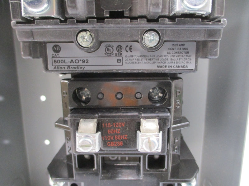 ALLEN BRADLEY 500L-AAD92 SER. B 110/115-120V 15/20A (BR/WH) NSMP