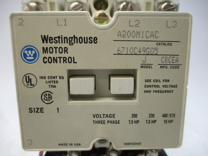 WESTINGHOUSE A200M1CAC 6710C49G05 110/120V 770A NSMP