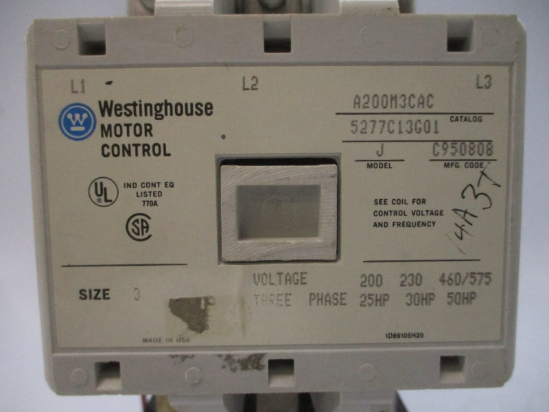 WESTINGHOUSE A200M3CAC 5277C13G01 110/120V 770A UNMP