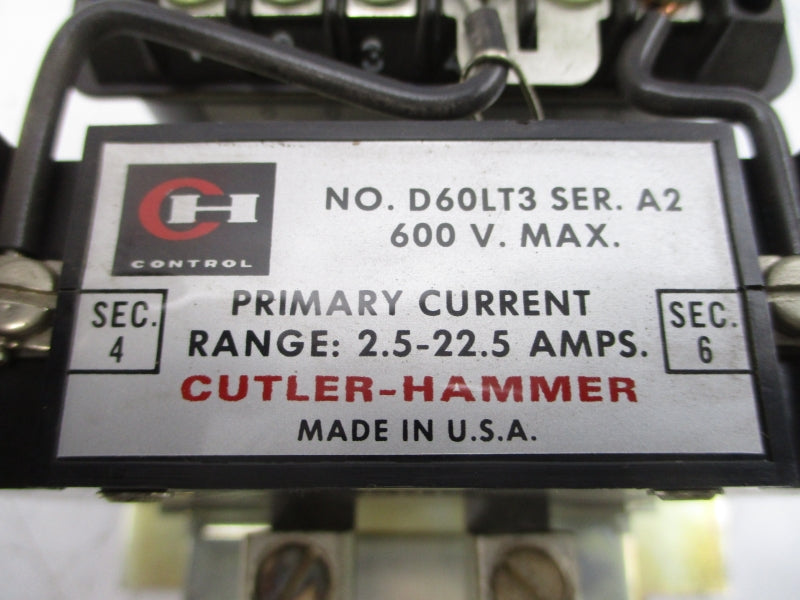 CUTLER HAMMER D60LA0 SER. A1 600VAC 2.5-22.5A 4-6S NSMP