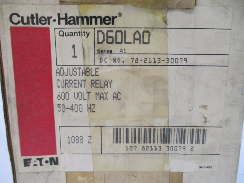 CUTLER HAMMER D60LA0 SER. A1 600VAC 2.5-22.5A 4-6S NSMP
