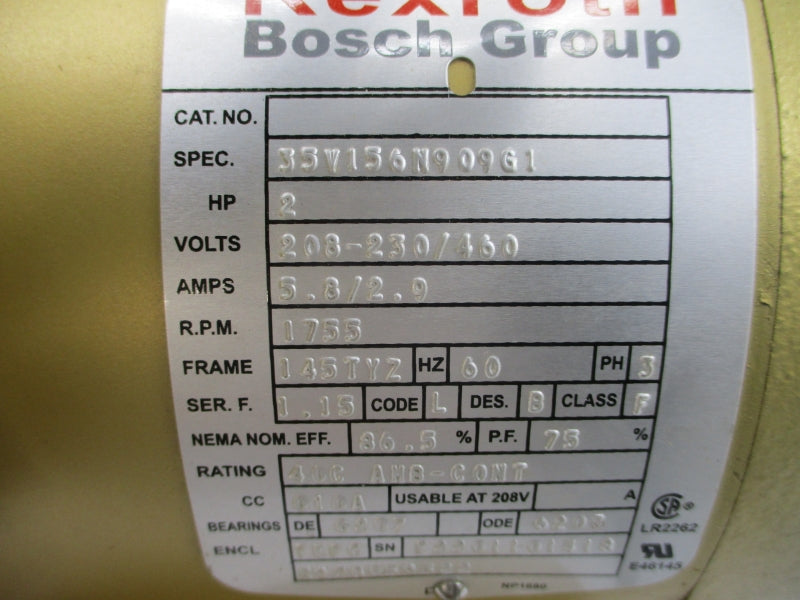 REXROTH BOSCH 35V156N909G1 9510290124 208-230/460V 5.8/2.9A NSMP