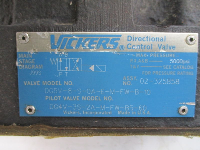 VICKERS DG5V-8-S-0A-E-M-FW-B-10 02-325858 110/120V .46/.48A 1450-5000PSI NSNP