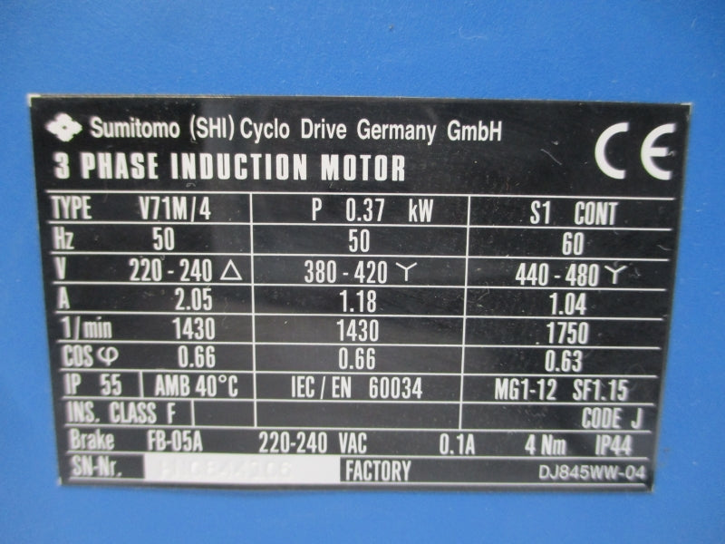 SUMITOMO CNHM04-6075GB-21/G V71M/4 440-480V 1.04/1.18-2.05A NSNP