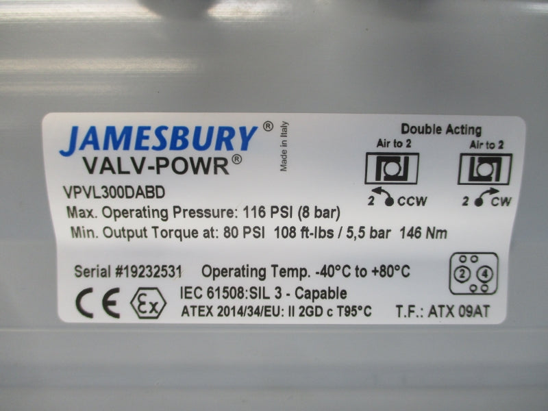 JAMESBURY VPVL300DABD 116PSI NSNP