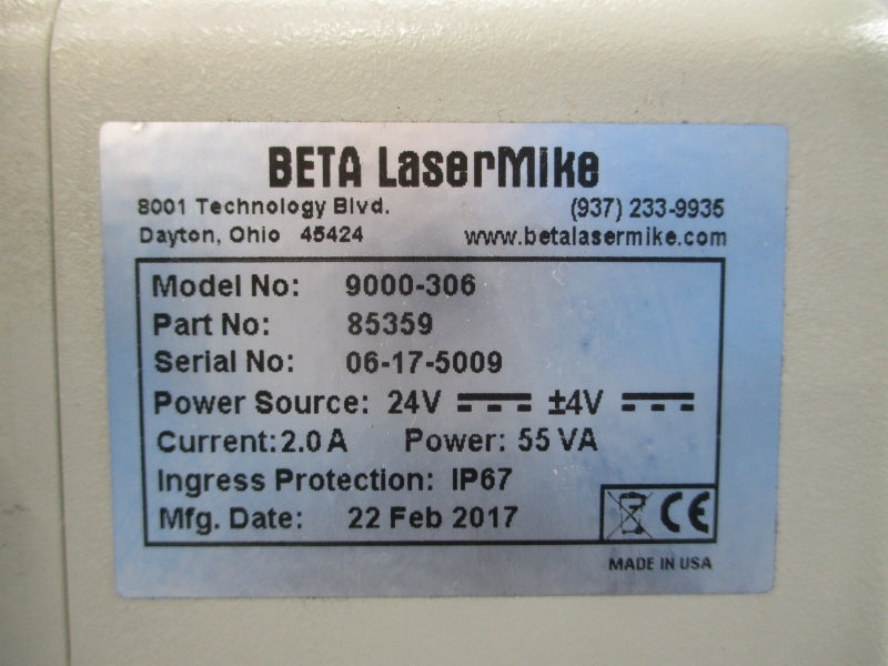 BETA LASERMIKE 9000-306 85359 24V 2.0A UNMP