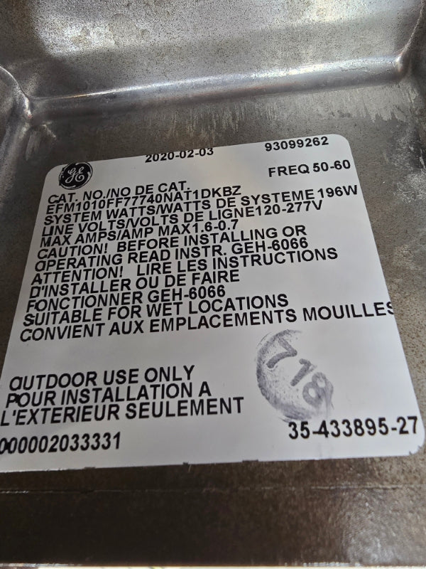 GENERAL ELECTRIC EFM1010FF77740NAT1DKBZ 120-277V 1.6-0.7A NSMP