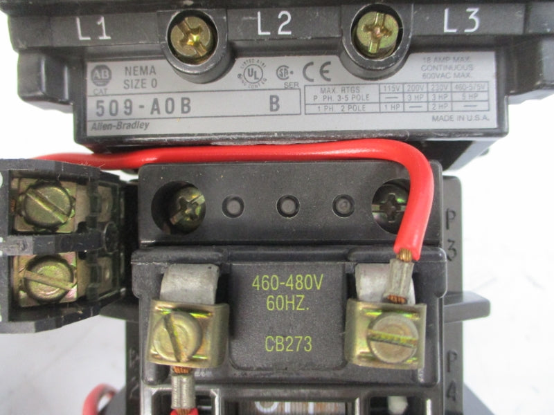 ALLEN BRADLEY 509-AOB SER. B 460-480V 18A (BR/WH) NSMP
