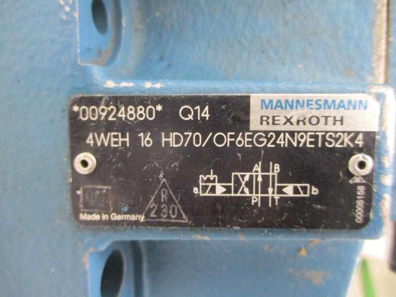 REXROTH 00924880 4WEH16HD70/OF6EG24N9ETS2K4 24VDC 1.25A UNMP