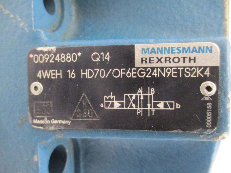 REXROTH 00924880 4WEH16HD70/OF6EG24N9ETS2K4 (AS PICTURED) UNMP
