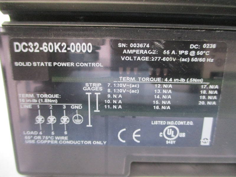 WATLOW DC32-60K2-0000 277-600VAC 55A NSNP