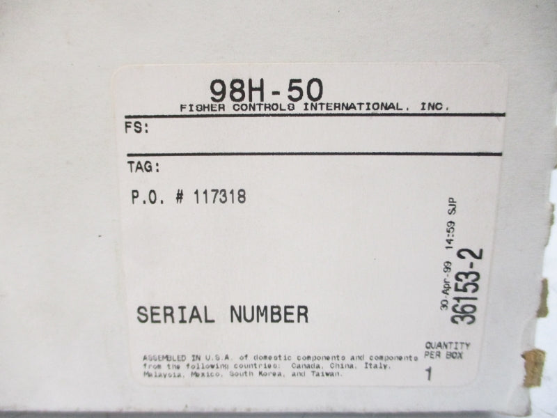 FISHER CONTROLS 98H-50 70-140PSI 450'F NSMP