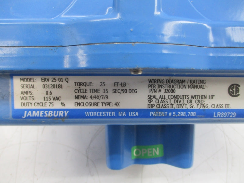 JAMESBURY ERV-25-01-Q J2000 115VAC 0.6A NSNP