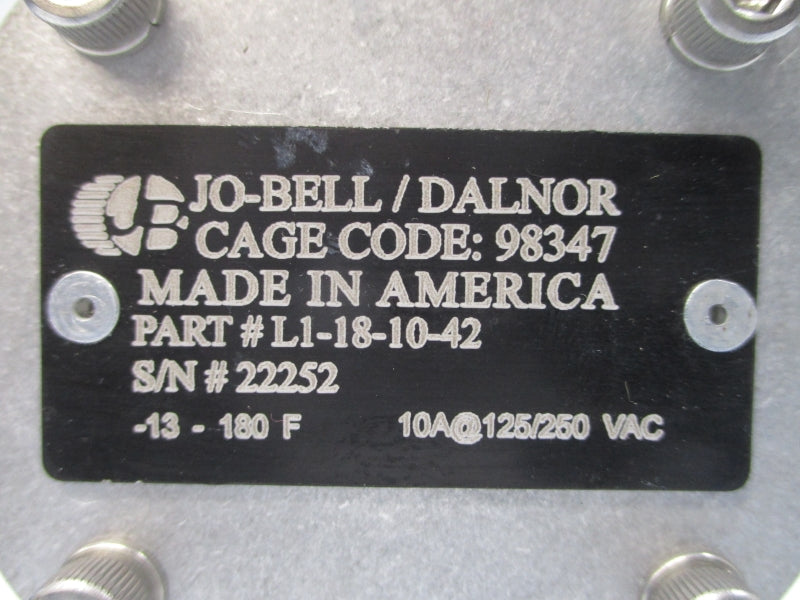 JO-BELL/DALNOR L1-18-10-42 125/250VAC 10A -13-+180'F NSNP