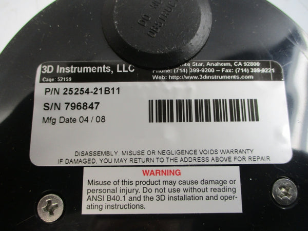 3D INSTRUMENTS 25254-21B11 0-30PSI NSMP