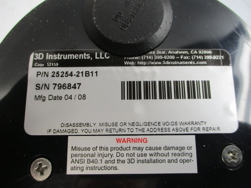3D INSTRUMENTS 25254-21B11 0-30PSI NSMP