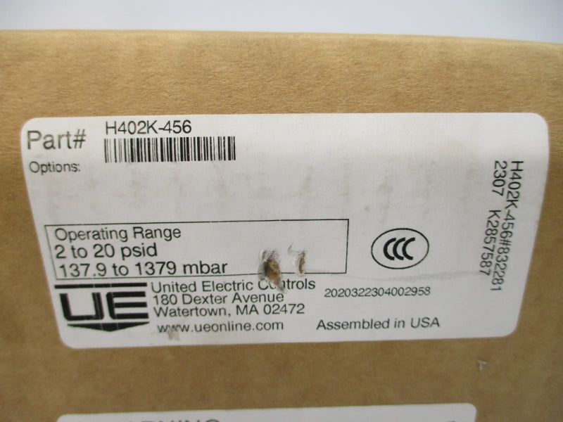 UNITED ELECTRIC CONTROLS H402K-456 2-20PSI NSFS