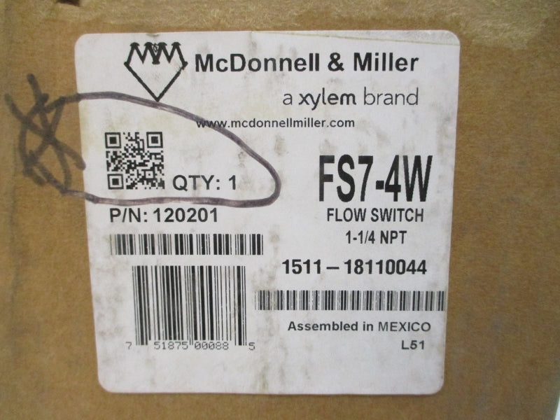 MCDONNELL & MILLER FS7-4W 120201 120/240VAC 7.4/3.7A 300PSI 1-1/4" NSMP