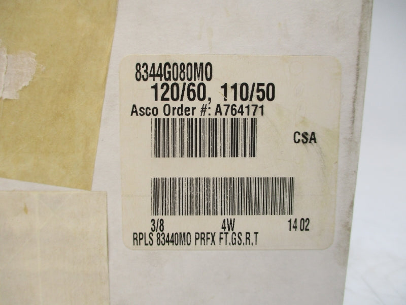 ASCO 8344G080MO 110/120V 10-250PSI 3/8" NSMP