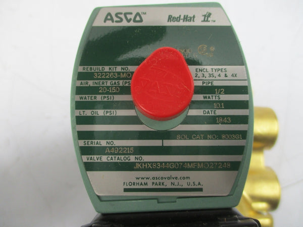 ASCO JKHX8344G074MFMO27248 110/120V 20-150PSI 1/2" NSMP