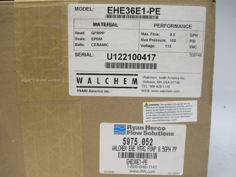 WALCHEM EHE36E1-PE 5975.052 115V 1.8A 105PSI NSMP