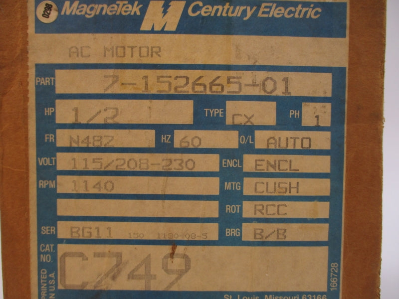 MAGNETEK C749 7-152665-01 115/208-230V 6.6/3.3A NSMP