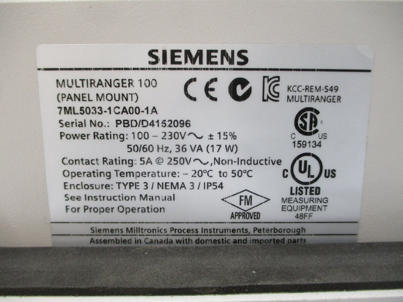 SIEMENS 7ML5033-1CA00-1A 100-230V 5A NSNP